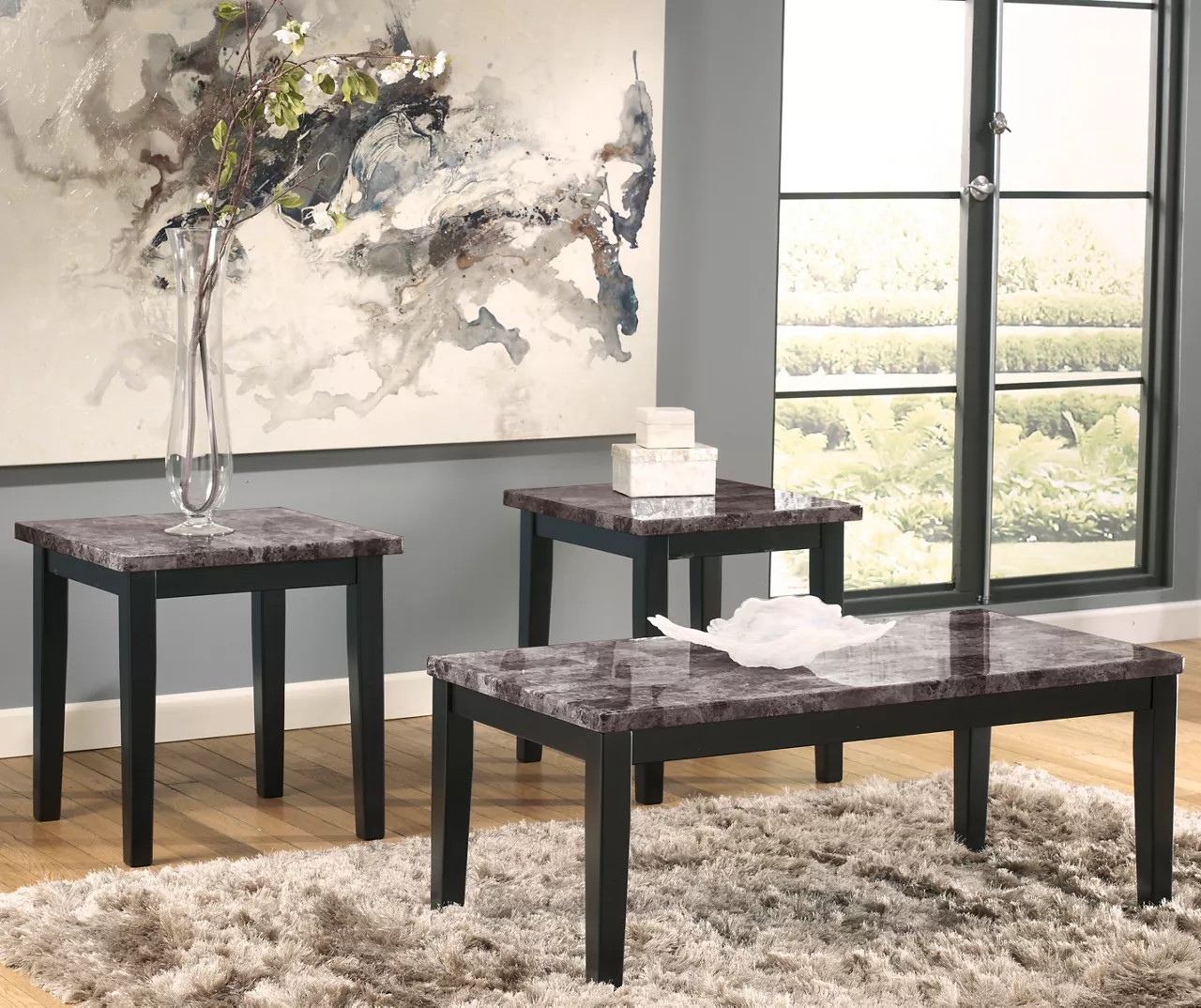 3- Piece Maysville Faux Marble Black Occasional Table Set 3- Piece Maysville Faux Marble Black Occasional Table Set -Home Furniture Store 810363736 1