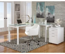 Baraga White L-Shaped Corner Desk -Home Furniture Store 810389269 1