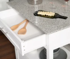 White Double Door Kitchen Cart With Granite Top -Home Furniture Store 810389516 3