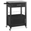 Ree Black Granite Top Kitchen Cart With Storage -Home Furniture Store 810389519 2