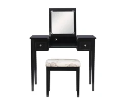 Black Butterfly Mirror Vanity Set With Stool -Home Furniture Store 810389539 A0 2