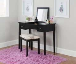 Black Butterfly Mirror Vanity Set With Stool -Home Furniture Store 810389539 B0 1