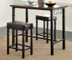 Luke Industrial 3-Piece Pub Table Set With Hooks -Home Furniture Store 810389576 2