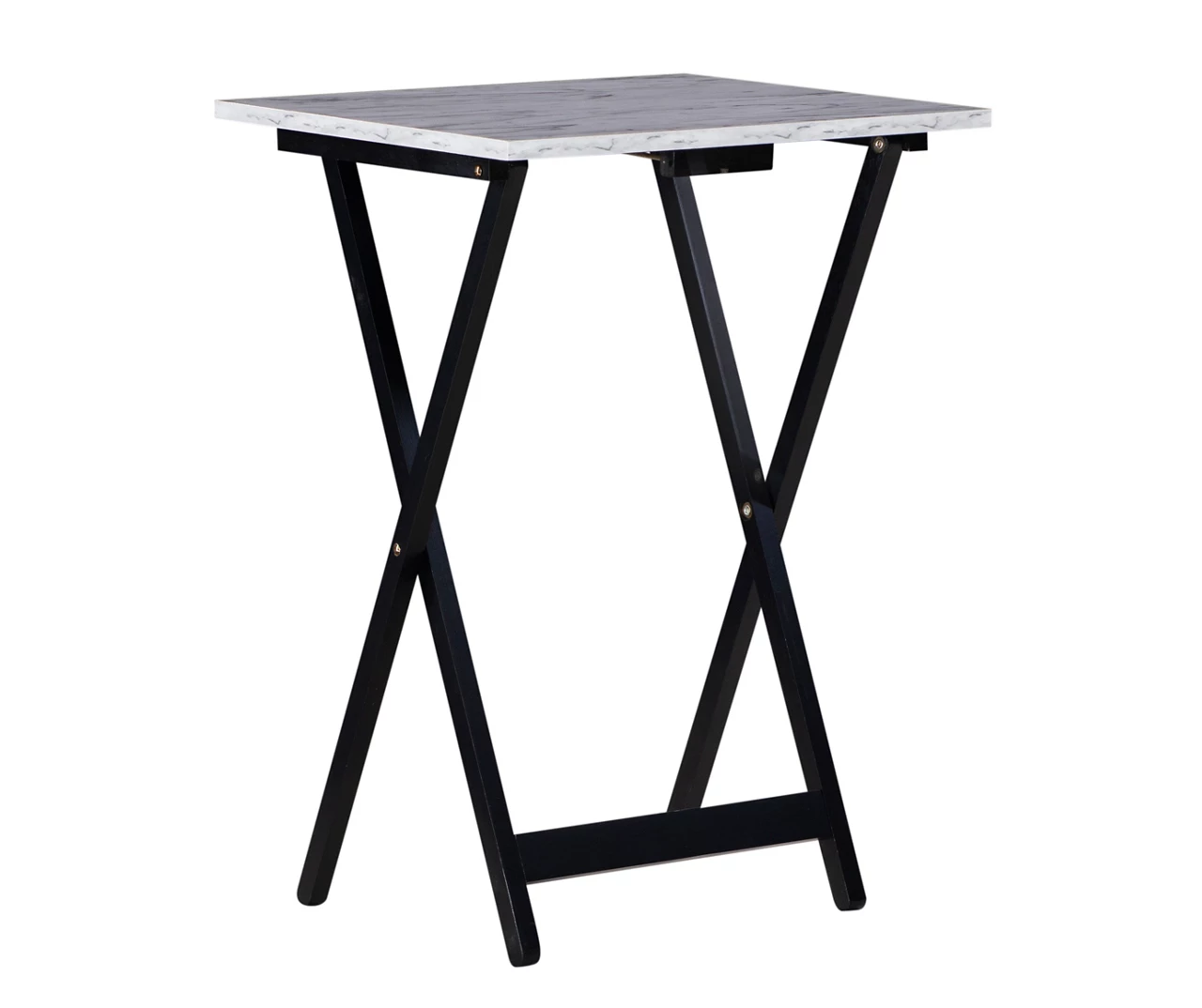 Davis White Faux Marble Tray Tables with Stand, 5-Piece Set Davis White Faux Marble Tray Tables With Stand, 5-Piece Set -Home Furniture Store 810389673 A0 2