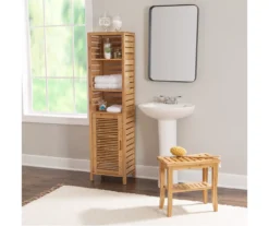 Pierce Bamboo 3-Shelf Tall Cabinet -Home Furniture Store 810389688 B0 1