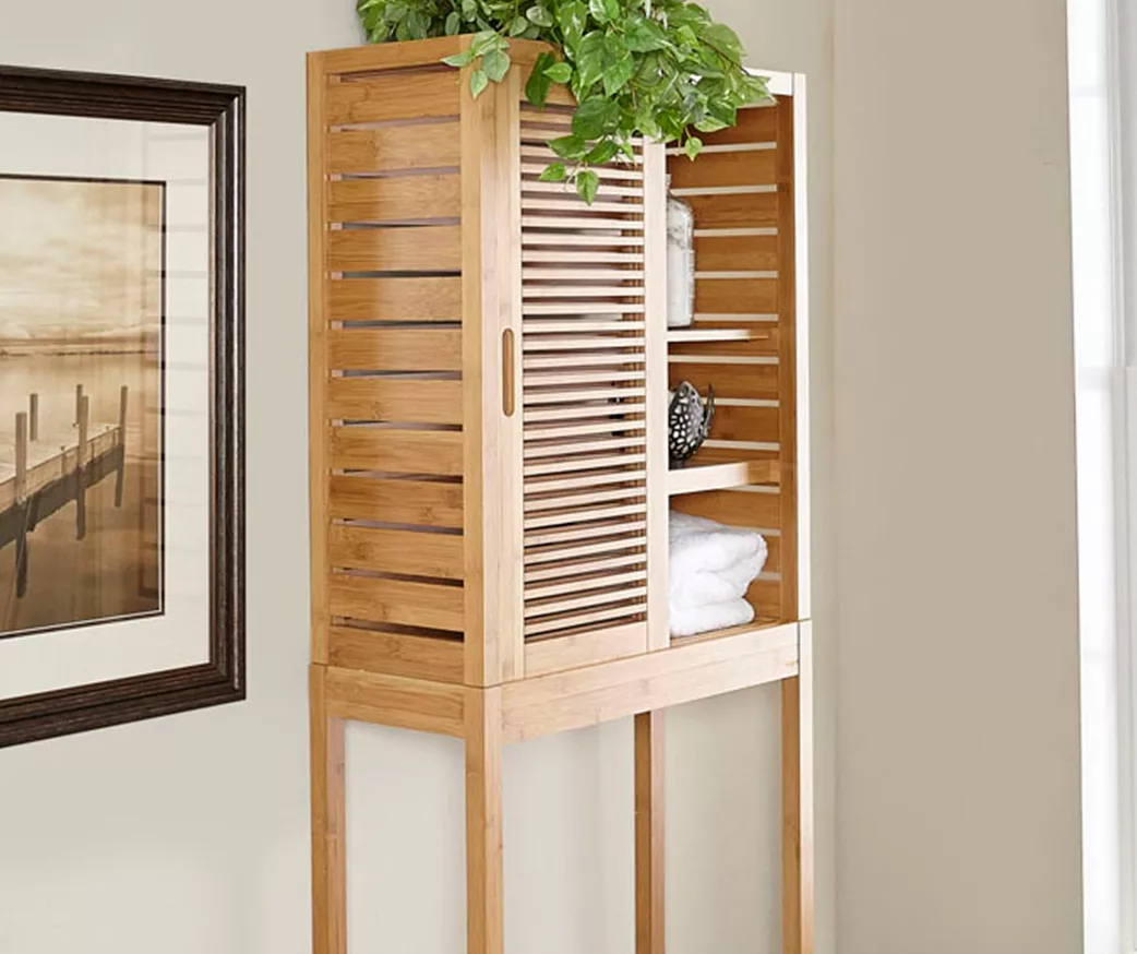 Pierce Bamboo 2-Door Over-The-Toilet Space Saver Pierce Bamboo 2-Door Over-The-Toilet Space Saver -Home Furniture Store 810389689 4