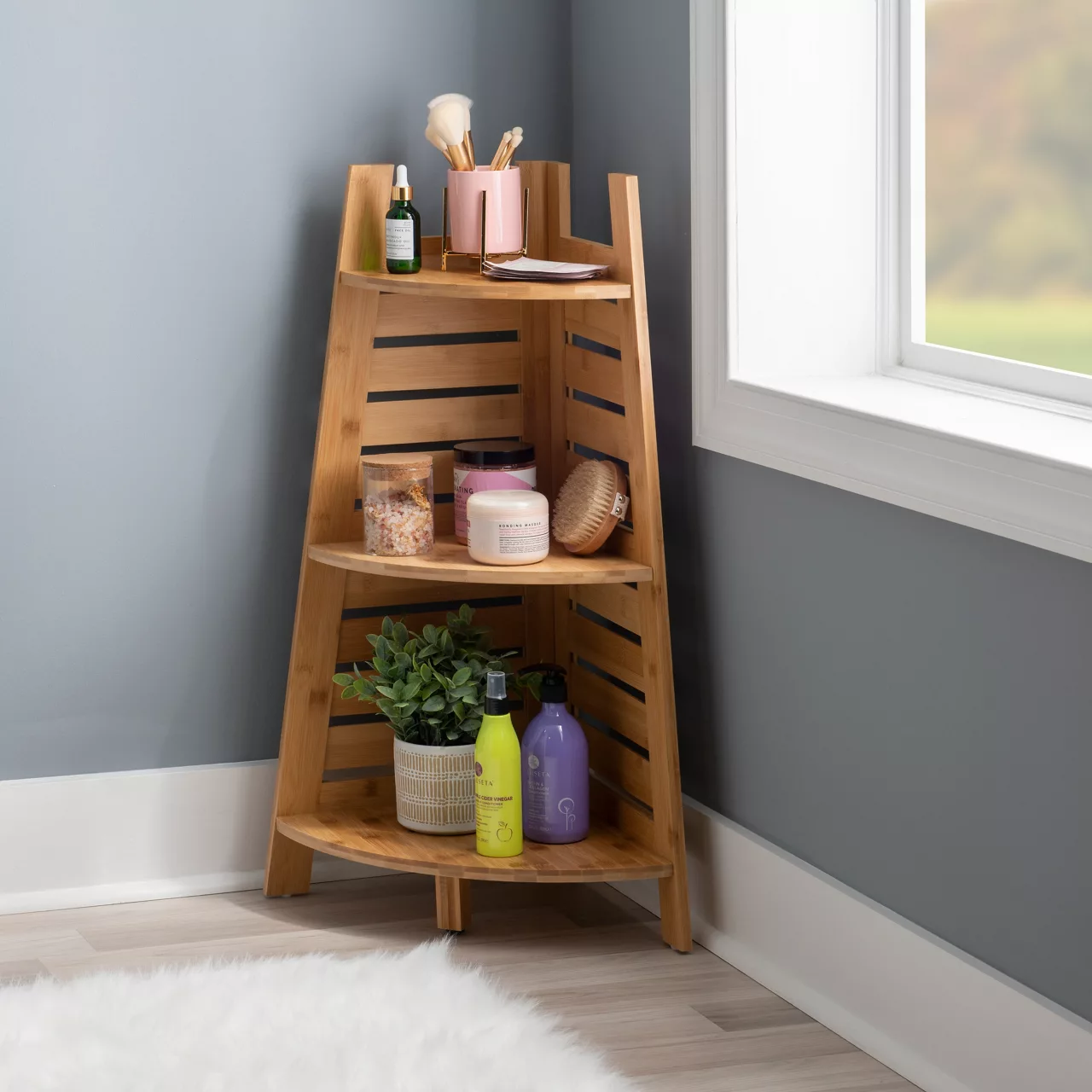 Pierce Bamboo 3-Tier Corner Shelf Pierce Bamboo 3-Tier Corner Shelf -Home Furniture Store 810389691 1 1