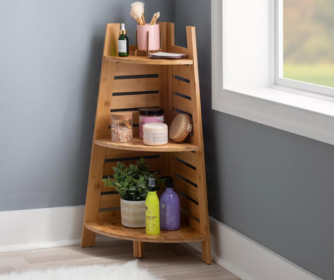 Pierce Bamboo 3-Tier Corner Shelf Pierce Bamboo 3-Tier Corner Shelf -Home Furniture Store 810389691 B0