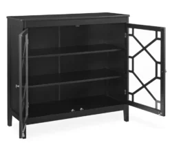Ava Black Geometric 2-Door Cabinet -Home Furniture Store 810389696 2