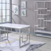 Alize White & Chrome Geometric Bookcase -Home Furniture Store 810422877 810422878