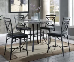Faux Marble 5-Piece Pub Dining Set -Home Furniture Store 810464326 1