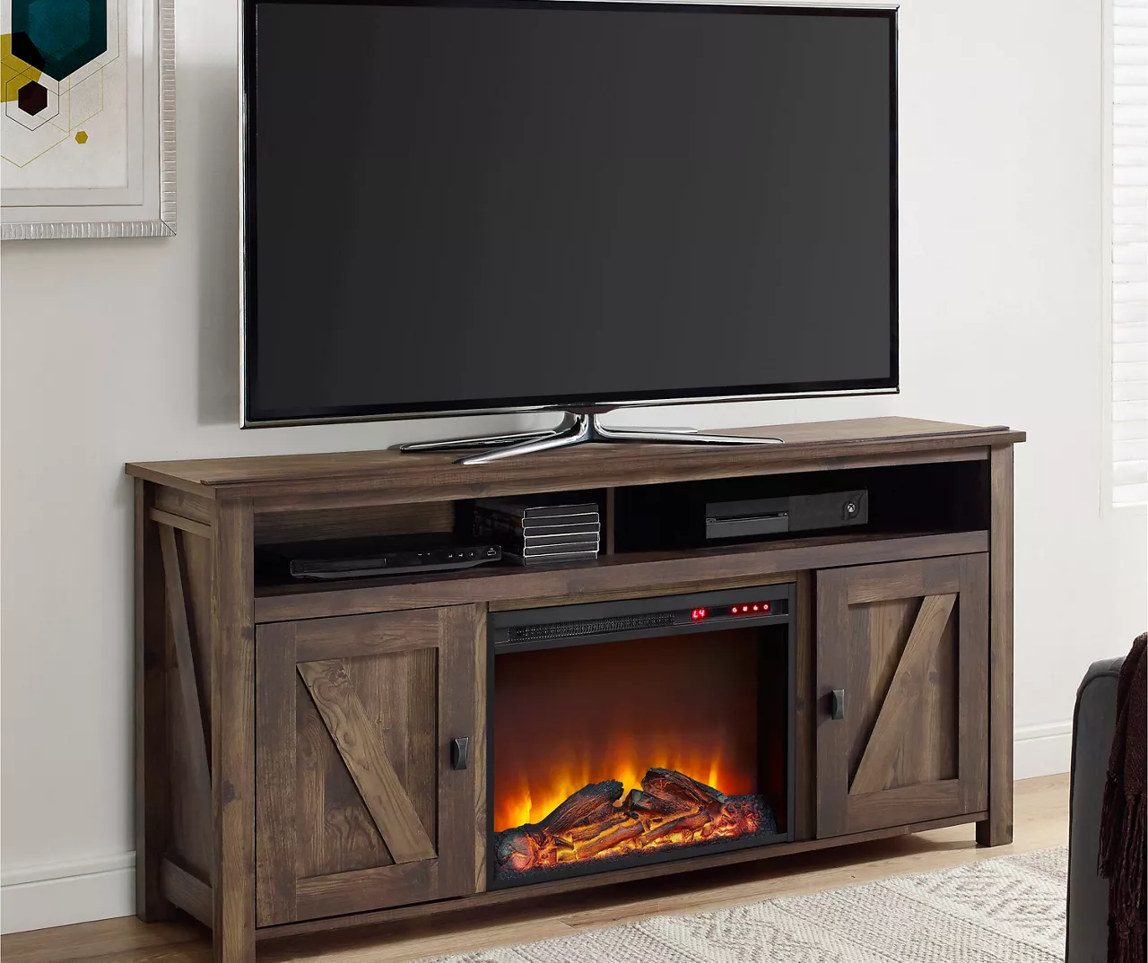 59" Century Lane Rustic Brown Electric Fireplace Console 59" Century Lane Rustic Brown Electric Fireplace Console -Home Furniture Store 810465020 1