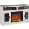 54" Bridgeport White Glass Door Electric Fireplace Console