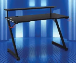 Black LED Gaming Desk With Riser -Home Furniture Store 810499569 11