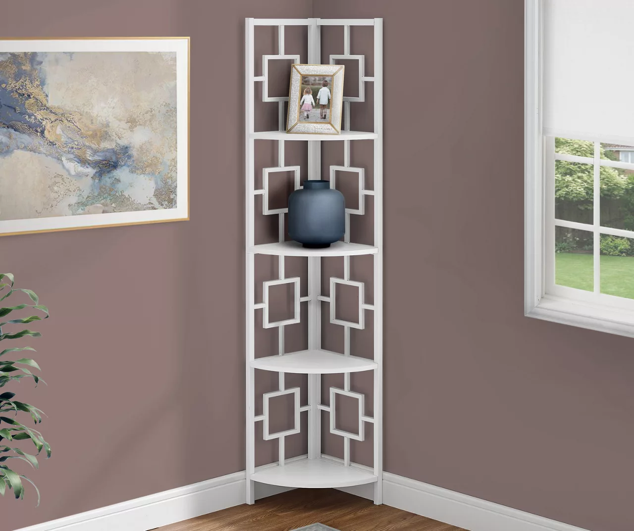 White Square 4-Shelf Corner Bookcase White Square 4-Shelf Corner Bookcase -Home Furniture Store 810512902 1