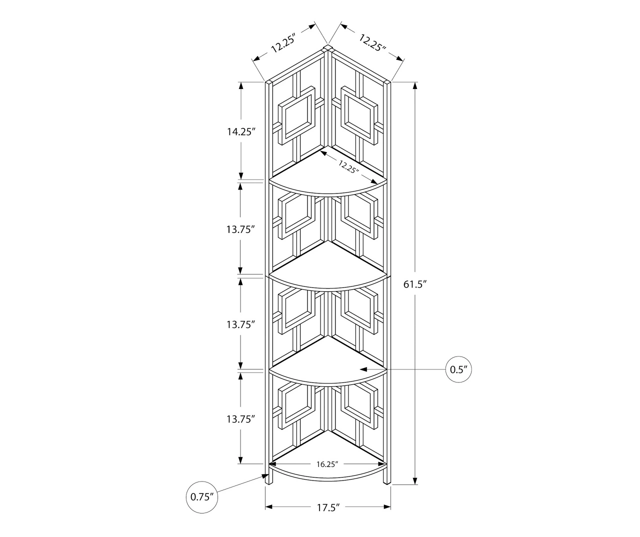 White Square 4-Shelf Corner Bookcase White Square 4-Shelf Corner Bookcase -Home Furniture Store 810512902 3