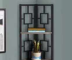 Dark Taupe Square 4-Shelf Corner Bookcase -Home Furniture Store 810512904 4