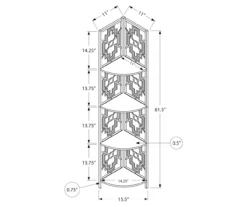 Monarch Geometric 4-Shelf Corner Bookcase -Home Furniture Store 810512945 3