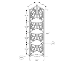Monarch Geometric 4-Shelf Corner Bookcase -Home Furniture Store 810512946 3
