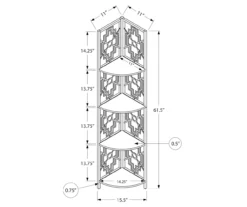 Monarch Geometric 4-Shelf Corner Bookcase -Home Furniture Store 810512947 3