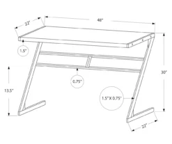 Monarch Z-Shaped Base Office Desk -Home Furniture Store 810512963 3