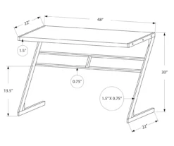 Monarch Z-Shaped Base Office Desk -Home Furniture Store 810512964 3