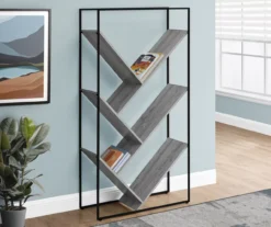 Gray 5-Shelf Slanted Bookcase -Home Furniture Store 810512987 1