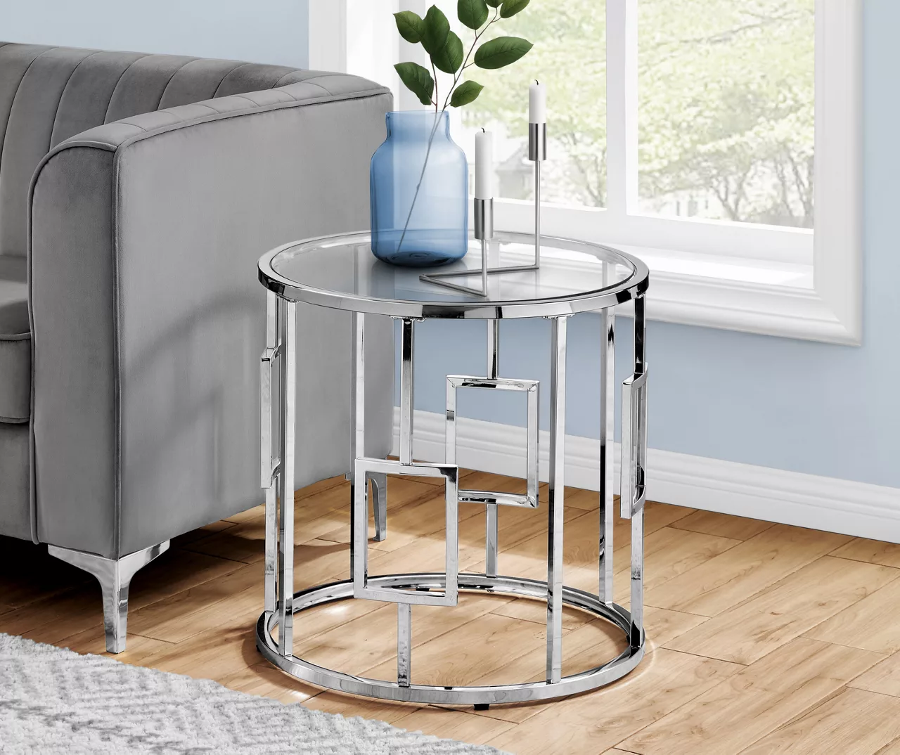 Silver Greek Key End Table Silver Greek Key End Table -Home Furniture Store 810512997 1