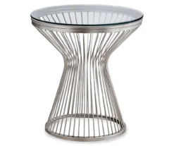 Silver Hourglass End Table