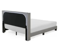 Gray Upholstered Shelter Wingback Queen Bed 18 Gray Upholstered Shelter Wingback Queen Bed -Home Furniture Store 810513491 17