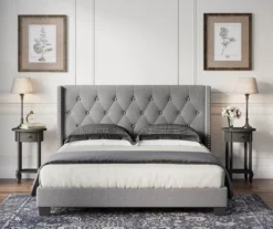 Gray Upholstered Shelter Wingback Queen Bed 5 Gray Upholstered Shelter Wingback Queen Bed -Home Furniture Store 810513491 4