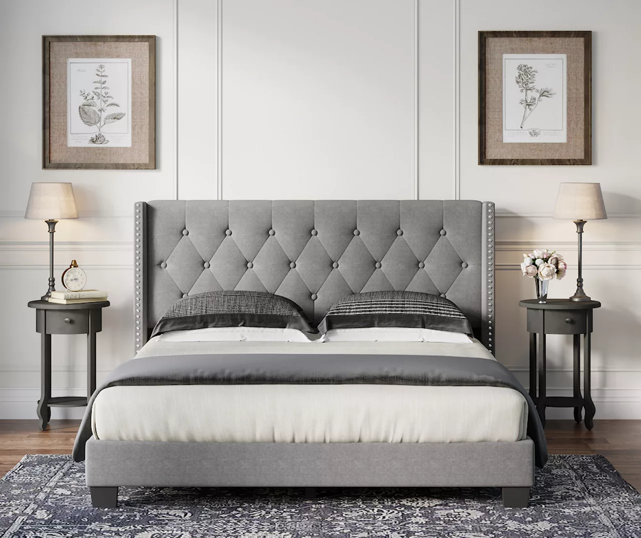 Gray Upholstered Shelter Wingback Queen Bed Gray Upholstered Shelter Wingback Queen Bed -Home Furniture Store 810513491 4