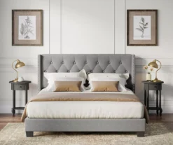 Gray Upholstered Shelter Wingback Queen Bed 6 Gray Upholstered Shelter Wingback Queen Bed -Home Furniture Store 810513491 5