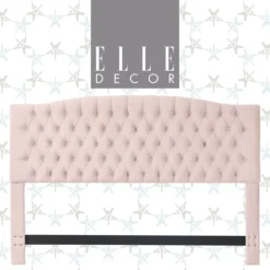 French Blush Pink Celeste Upholstered King Headboard -Home Furniture Store 810513528