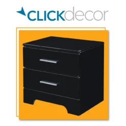 Black Hudson 2-Drawer Wood Nightstand -Home Furniture Store 810513557