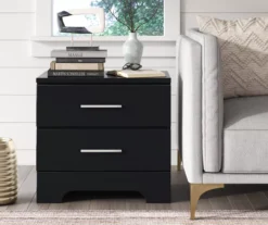 Black Hudson 2-Drawer Wood Nightstand -Home Furniture Store 810513557 3
