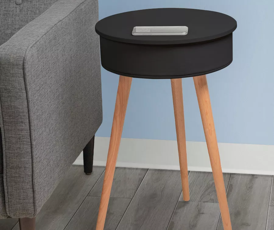 Black End Table with Bluetooth Speaker & USB Port Black End Table With Bluetooth Speaker & USB Port -Home Furniture Store 810513609 1