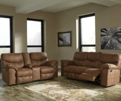 Boxberg Bark Faux Leather Reclining Console Loveseat -Home Furniture Store 810519664 810519667 1