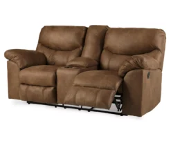 Boxberg Bark Faux Leather Reclining Console Loveseat -Home Furniture Store 810519667 1