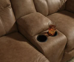 Boxberg Bark Faux Leather Reclining Console Loveseat -Home Furniture Store 810519667 3