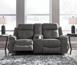 Jesolo Gray Reclining Console Loveseat -Home Furniture Store 810519670 2