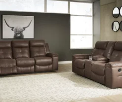 Jesolo Coffee Brown Reclining Console Loveseat -Home Furniture Store 810519726 810519673 1 1