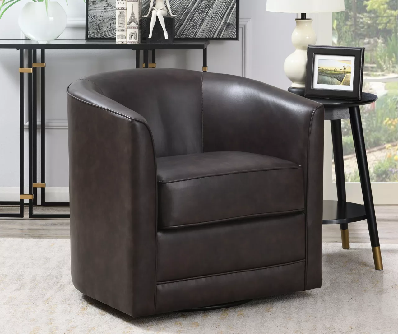 Willow River Hammond Faux Leather Swivel Accent Chair Willow River Hammond Faux Leather Swivel Accent Chair -Home Furniture Store 810519938 6