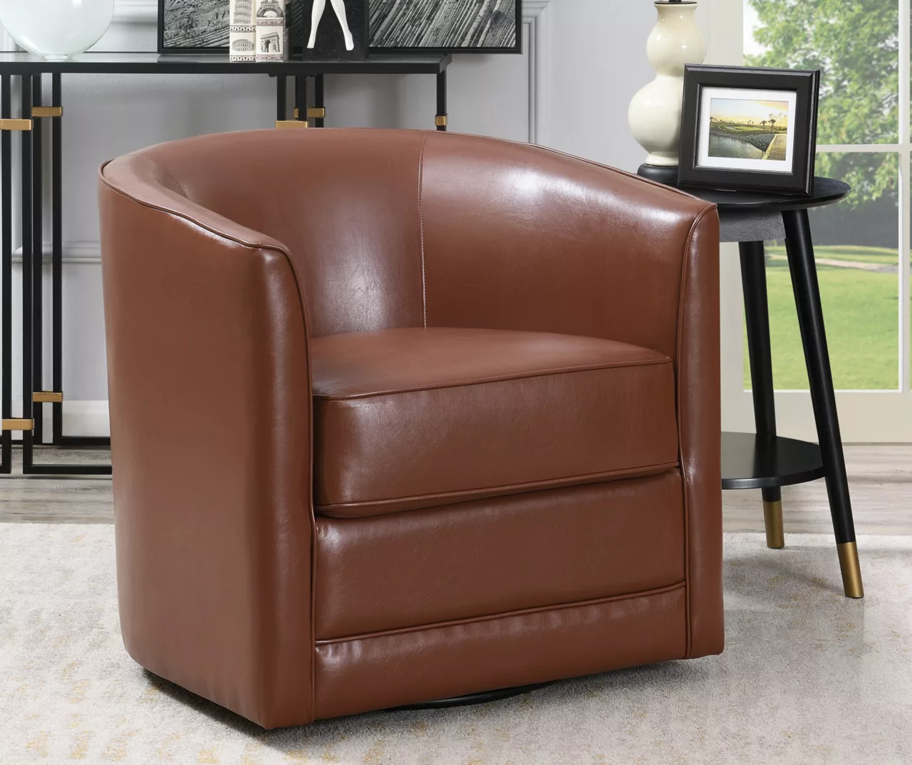 Willow River Hammond Faux Leather Swivel Accent Chair Willow River Hammond Faux Leather Swivel Accent Chair -Home Furniture Store 810519939 6