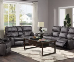 New Albany Dark Graphite Leather Look Micro Suede Swivel Reclining Glider -Home Furniture Store 810519941 10