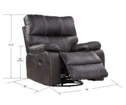 New Albany Dark Graphite Leather Look Micro Suede Swivel Reclining Glider -Home Furniture Store 810519941 4