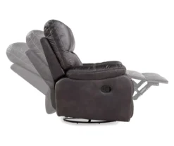 New Albany Dark Graphite Leather Look Micro Suede Swivel Reclining Glider -Home Furniture Store 810519941 7