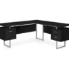 Black & Silver 3-Drawer L-Shaped Corner Desk -Home Furniture Store 810527323 2