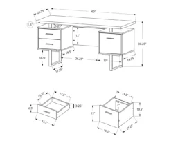 60" Walnut Woodgrain & Black Floating Desk 6 60" Walnut Woodgrain & Black Floating Desk -Home Furniture Store 810527324 5