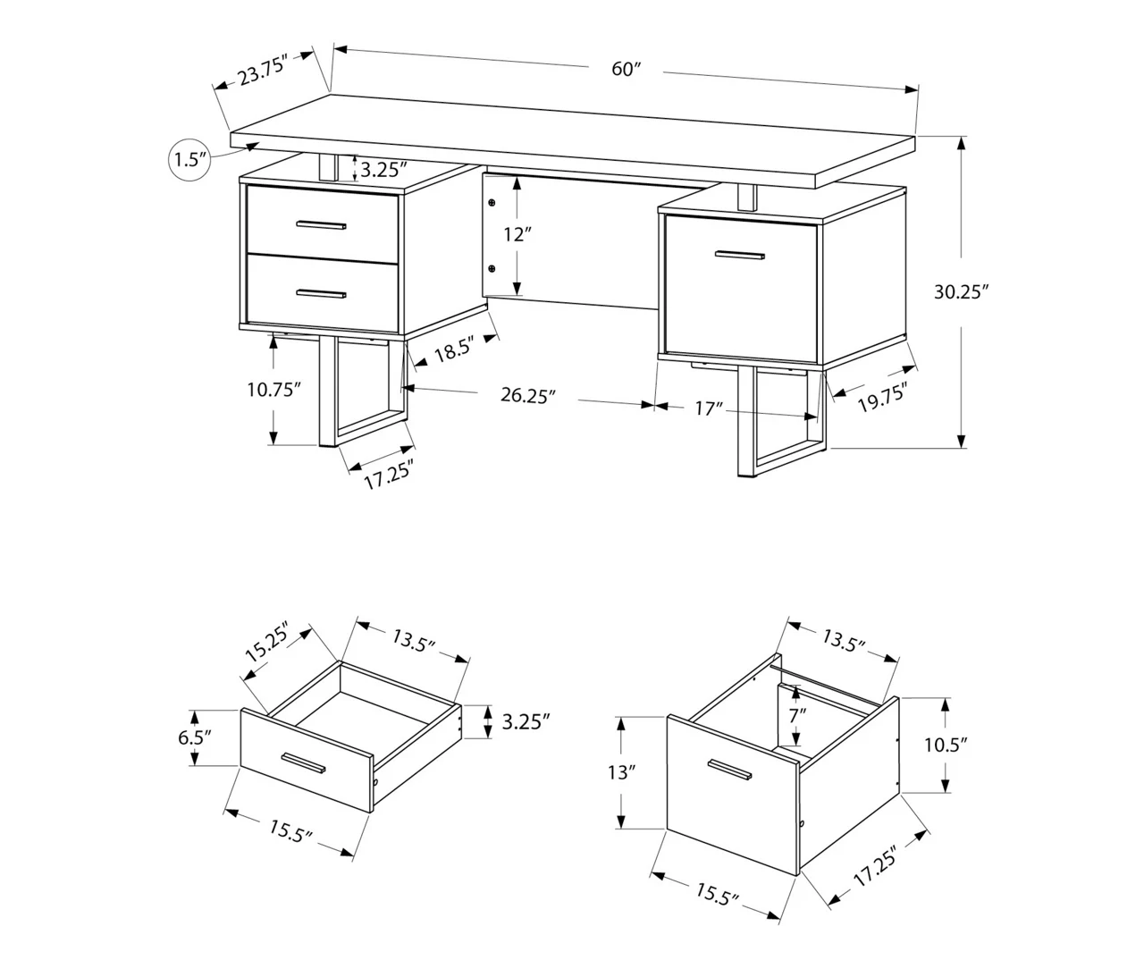 60" Taupe & Black Floating Desk 60" Taupe & Black Floating Desk -Home Furniture Store 810527326 5